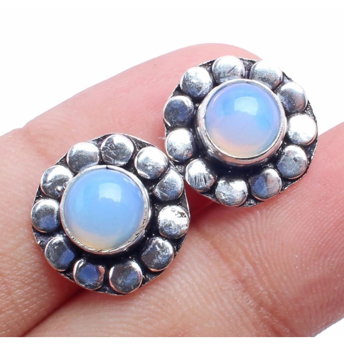 Opalite stud Earring 925 Sterling Silver Plated Earring Jewelry E-09-105 | Save 33% - Rajasthan Living 5
