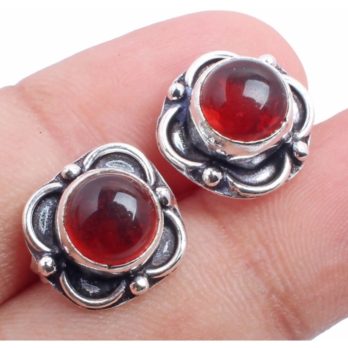 Garnet stud Earring 925 Sterling Silver Plated Earring Jewelry E-09-117 | Save 33% - Rajasthan Living 5