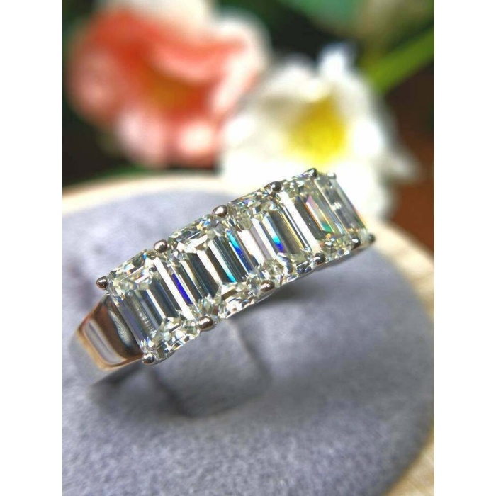 Emerald Cut Wedding Band Emerald Cut Half Eternity Diamond Anniversary Gift 2.50 Ct White Emerald Diamond Matching Stackable 925 Silver Band | Save 33% - Rajasthan Living 6