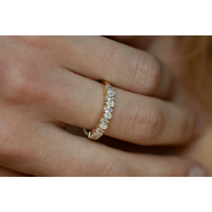 Pear Shape Diamond Eternity Band Pear Diamond CZ Wedding Band Gorgeous Half Eternity Engagement Band Stacking Ring Matching Dainty Band Ring | Save 33% - Rajasthan Living 8