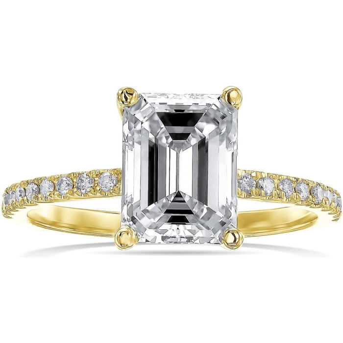 Emerald Cut Diamond Engagement Ring Emerald Cut Halo Solitaire Ring Emerald Cut Diamond Simulant Engagement Ring Bridal Wedding Promise Ring | Save 33% - Rajasthan Living 10