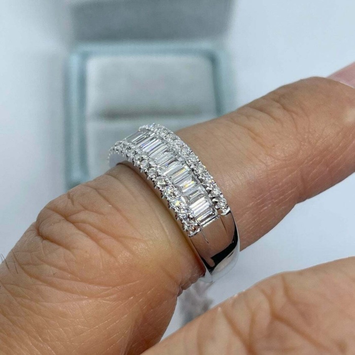 Wedding Band Half Eternity Band Baguette CZ Diamond Ring Round Stacking Matching Band Gift for Her Gorgeous Sparkling Art Deco Diamond Band | Save 33% - Rajasthan Living 6