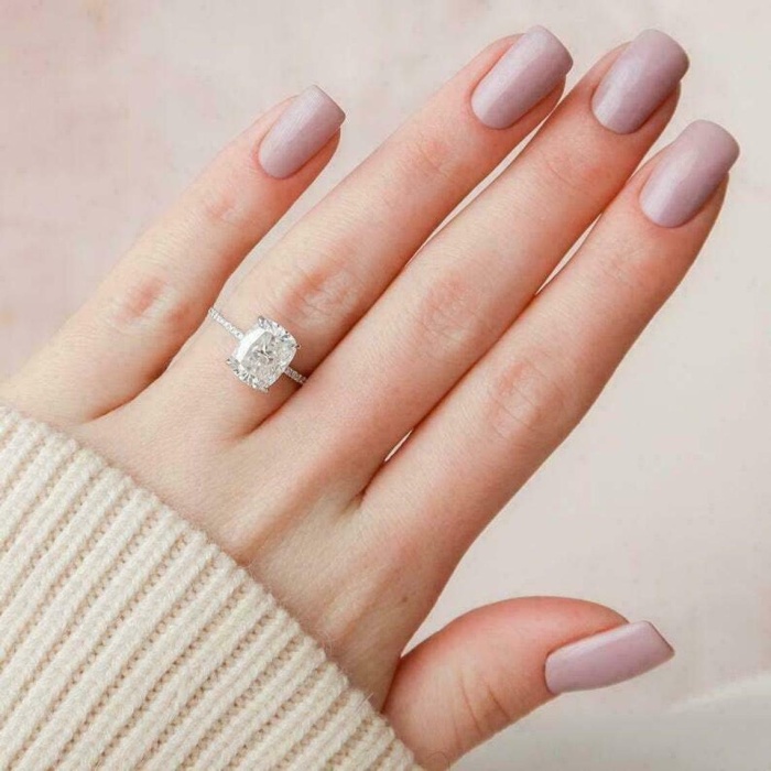 Cushion Cut Engagement Ring Elongated Cushion Cut Solitaire Wedding Ring CZ Diamond Solitaire Ring Promise Ring Hidden Halo Anniversary Ring | Save 33% - Rajasthan Living 8