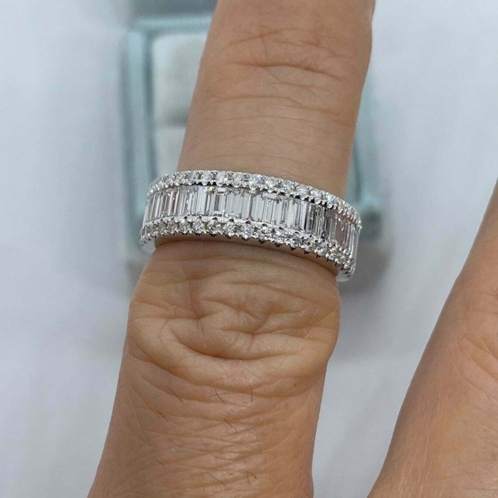 Wedding Band Half Eternity Band Baguette CZ Diamond Ring Round Stacking Matching Band Gift for Her Gorgeous Sparkling Art Deco Diamond Band | Save 33% - Rajasthan Living 7