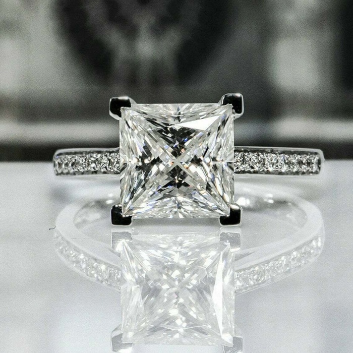 2ct Diamond Solitaire Ring Princess Cut Solitaire Engagement Ring Diamond Bridal Wedding Anniversary Ring Princess Diamond Ring Gift for Her | Save 33% - Rajasthan Living 5