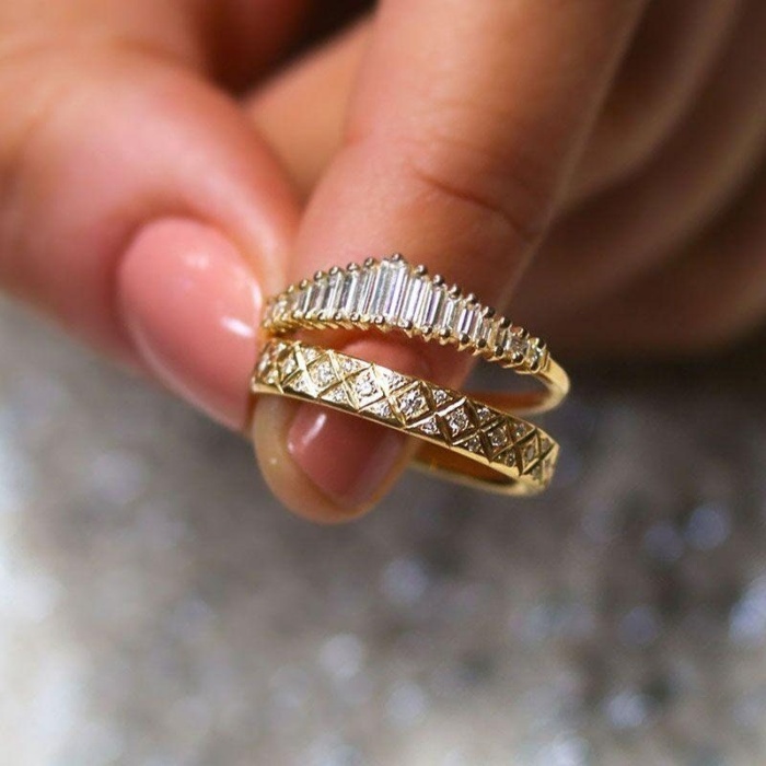 Baguette Cut CZ Diamond Ring Baguette Diamond Art Deco Tiara Ring Wedding Anniversary Ring Stacking Matching Band Promise Ring Gift for Her | Save 33% - Rajasthan Living 12