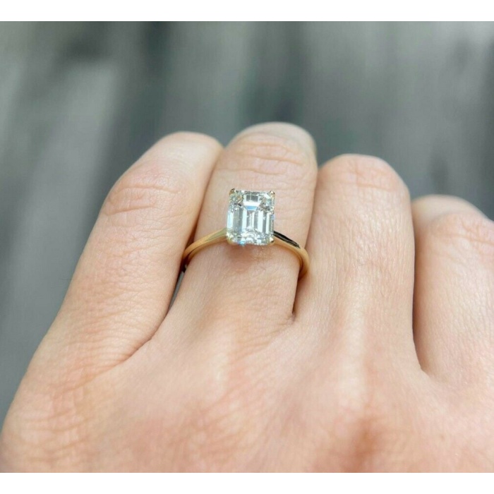 Emerald Cut Engagement Ring Elongated Emerald Solitaire Wedding Anniversary Ring 14k Gold Finish Promise Ring Minimalist Ring Gifts for Her | Save 33% - Rajasthan Living 8