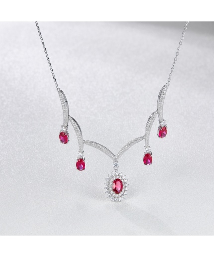 New Hot Selling Fashion Ruby Necklace Platinum Necklace Ladies Jewelry | Save 33% - Rajasthan Living 3