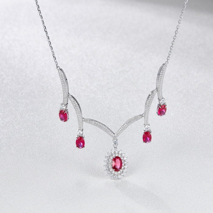 New Hot Selling Fashion Ruby Necklace Platinum Necklace Ladies Jewelry | Save 33% - Rajasthan Living 6