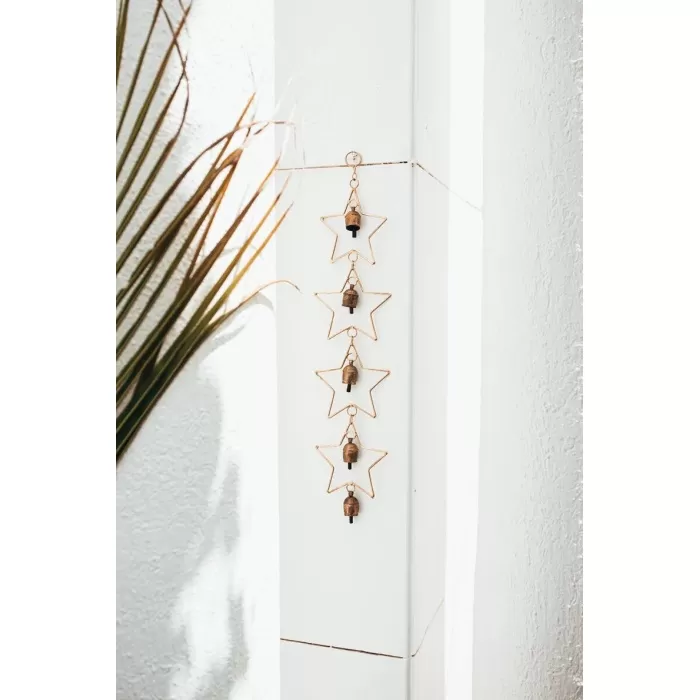 Metal wall hanging long star shaped wind chimes for home decor, farmhouse decoration, wall art, christmas decor | Save 33% - Rajasthan Living 5
