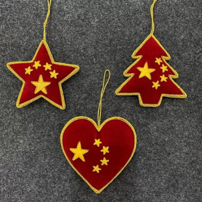 Set of 3 Hand Embroidered Christmas Ornaments for Home Decoration | Save 33% - Rajasthan Living 5