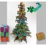 Christmas tree in round cut wood painted green and multicolored removable and reassembled at will | Save 33% - Rajasthan Living 13