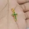 Cross 925 Sterling Silver Necklace, Gold Platted, Emerald Pendant Jesus Pendants, Christian Religious Jesus Crucifix Gift,Christmas Gift | Save 33% - Rajasthan Living 10