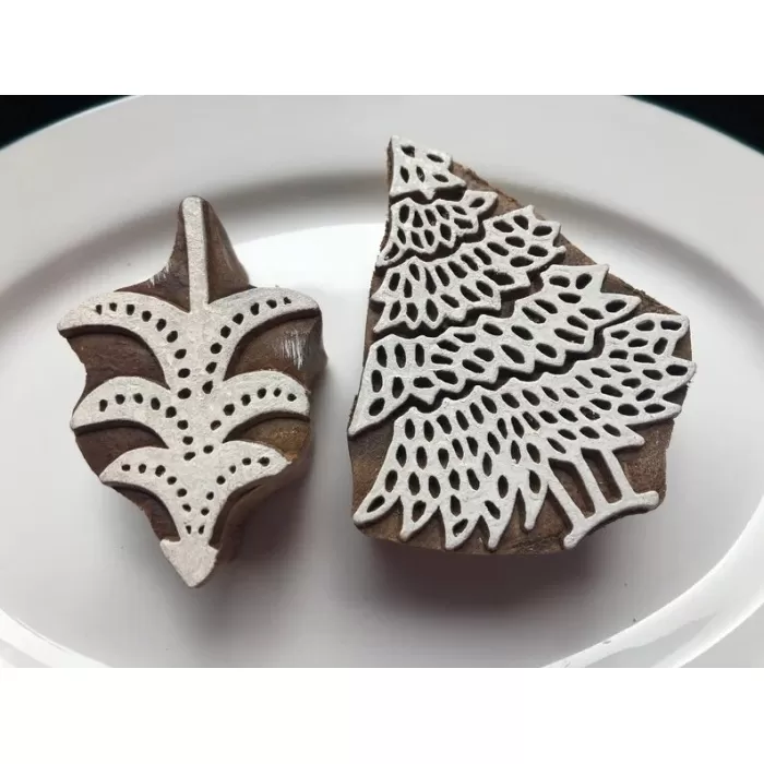 Set of 2. Christmas tree wood blocks/blocks for pottery/fabric paint/candle making/henna/soap making | Save 33% - Rajasthan Living 6