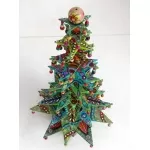 Christmas tree in round cut wood painted green and multicolored removable and reassembled at will | Save 33% - Rajasthan Living 14