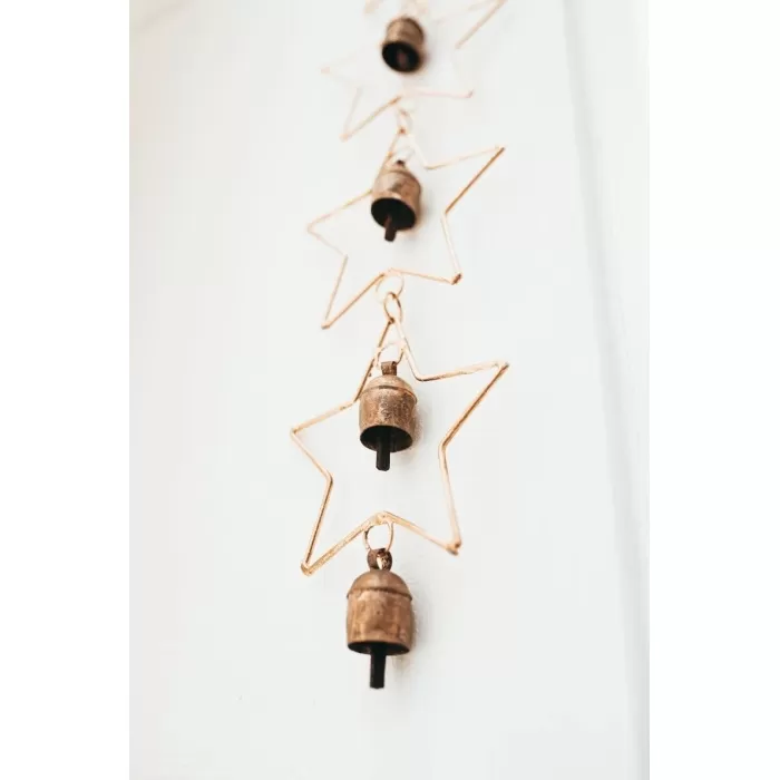 Metal wall hanging long star shaped wind chimes for home decor, farmhouse decoration, wall art, christmas decor | Save 33% - Rajasthan Living 7