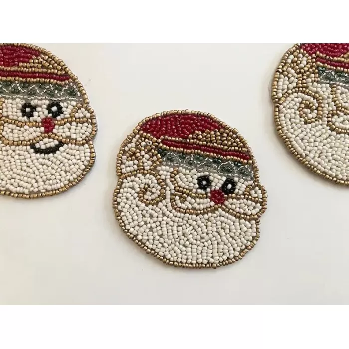 Set of 6 Christmas Santa coasters, drink beaded coasters, gift for her, housewarming gif | Save 33% - Rajasthan Living 8