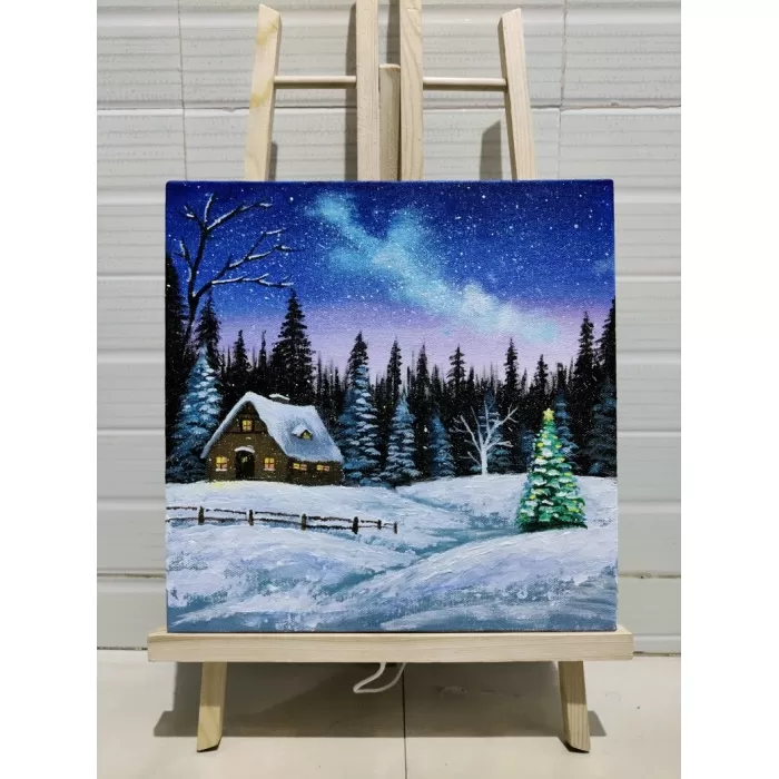 Christmas winter scene | Acrylic painting | Christmas art | winter art | wall art | Christmas gift | Original painting | Christmas decor | Save 33% - Rajasthan Living 8