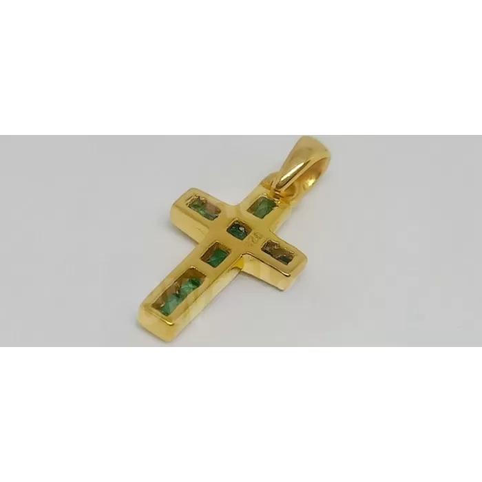 Cross 925 Sterling Silver Necklace, Gold Platted, Emerald Pendant Jesus Pendants, Christian Religious Jesus Crucifix Gift,Christmas Gift | Save 33% - Rajasthan Living 9