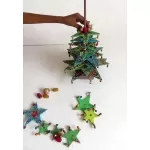Christmas tree in round cut wood painted green and multicolored removable and reassembled at will | Save 33% - Rajasthan Living 20