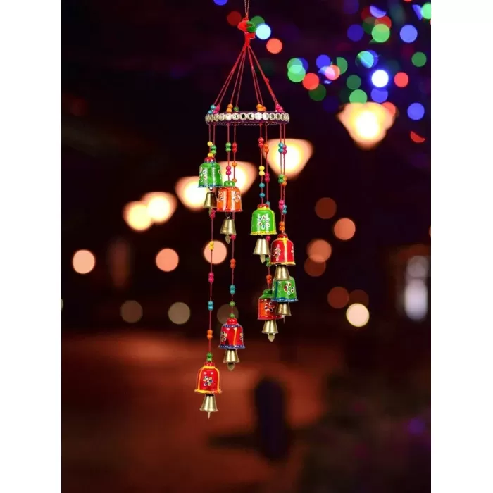 Wall decor hanging layer christmas hanging multi color bell decor wind chimes handmade new string handpainted | Save 33% - Rajasthan Living 5