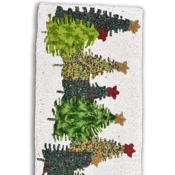 Christmas Tree Table Runner, Handmade Table Runner, Beaded Table Topper 13X36 Inch | Save 33% - Rajasthan Living 13